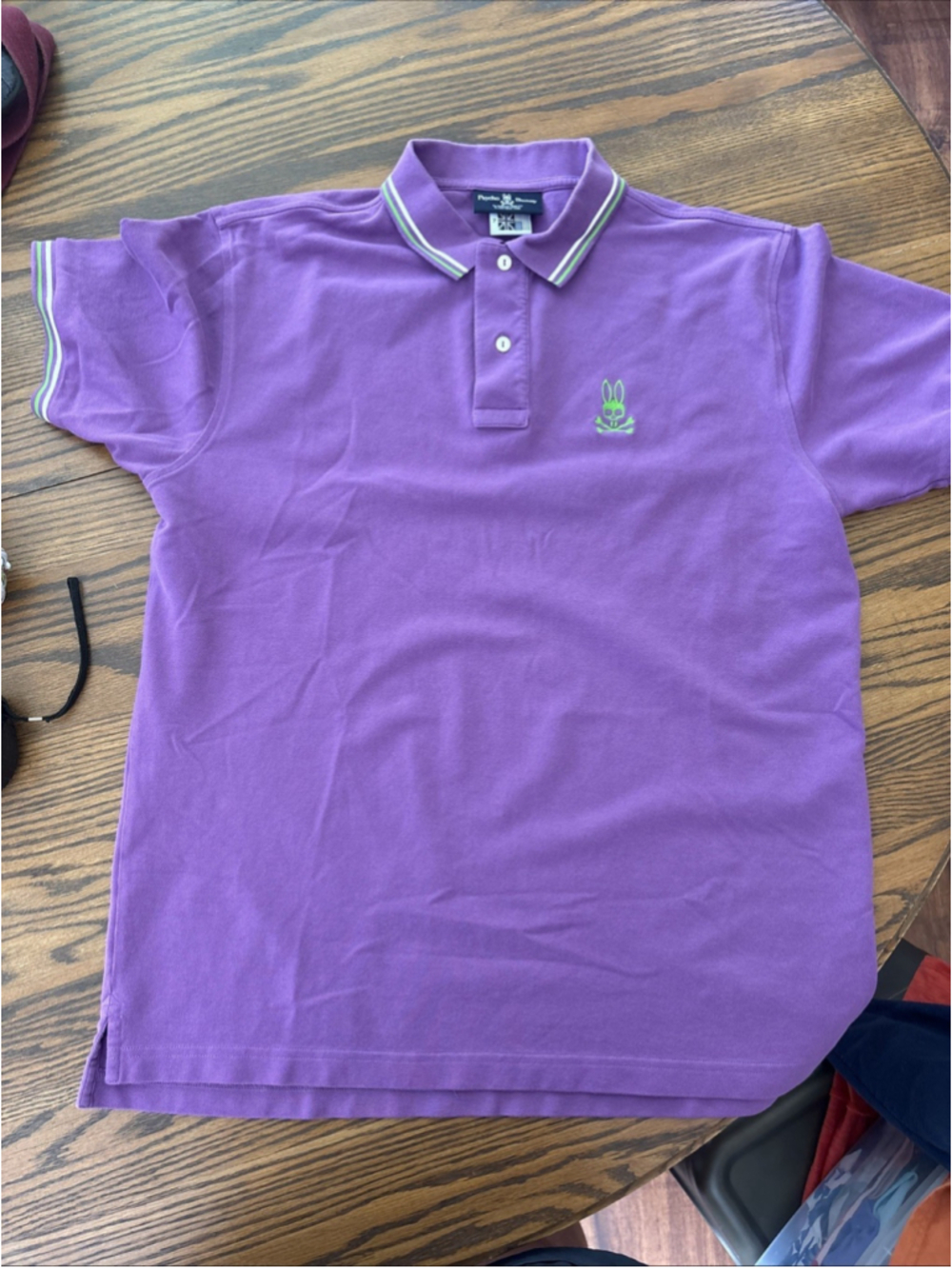 Psycho Bunny Mens pima Cotton Short Sleeve Polo Shirt Purple Size 7 - Picture 1 of 9